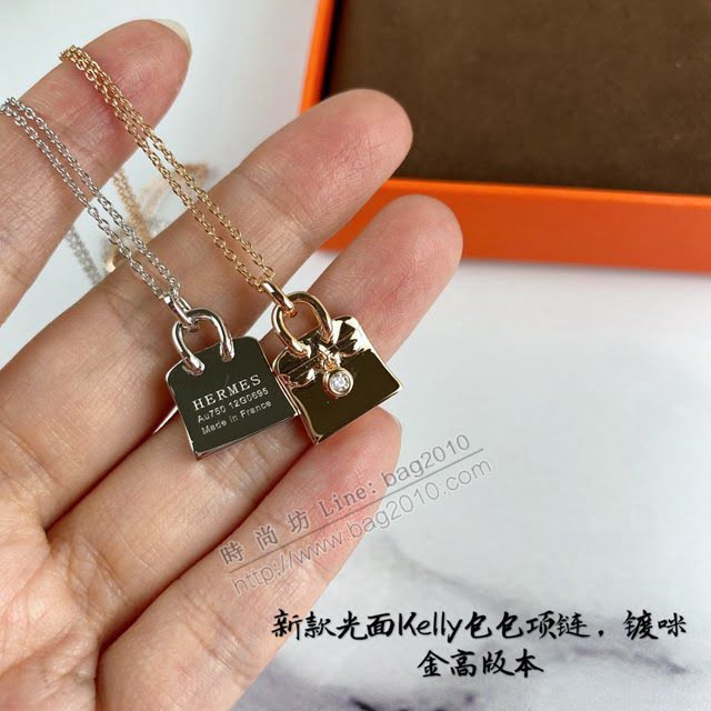 Hermes首飾品 新款925鍍咪金凱莉包包項鏈 Hermes原版Kelly項鏈  zgh1504